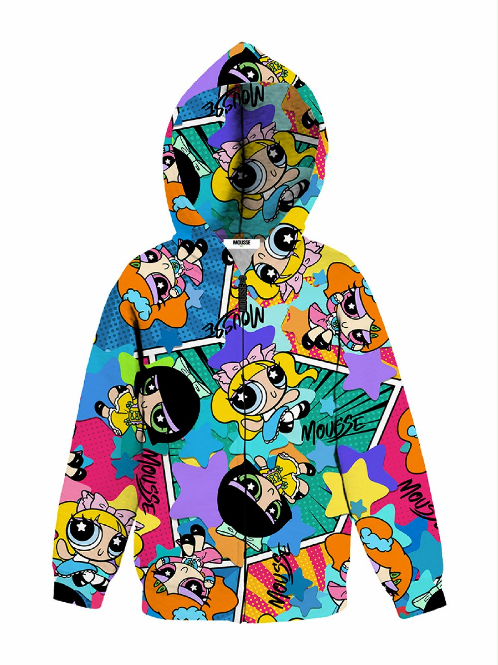 Felpa zip bimba Superstars HKFZ362 Superstars Mousse bambina AI24 00 Felpa zip bimba Superstars Felpa Zippata con Cappuccio - Stampa Superstars - 100% Cotone - Mousse Kids Superstars Mousse bambina AI24