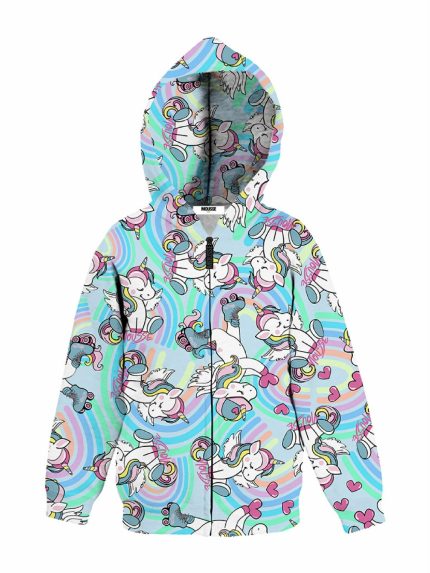 Felpa zip bimba Unicorno Felpa Bambina con Cappuccio e Stampa Unicorno - 100% Cotone - Mousse Kids Mousse bambina AI24 Unicorno