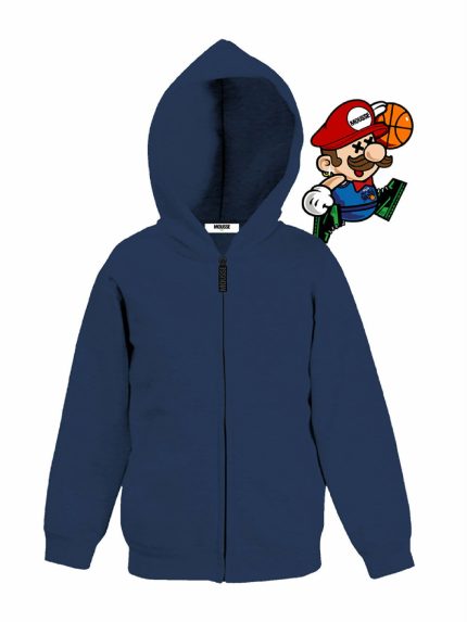 Felpa zip bimbo Air Mario Felpa Zippata con Cappuccio per Bambini - Stampa Air Mario - Mousse Kids Air Mario