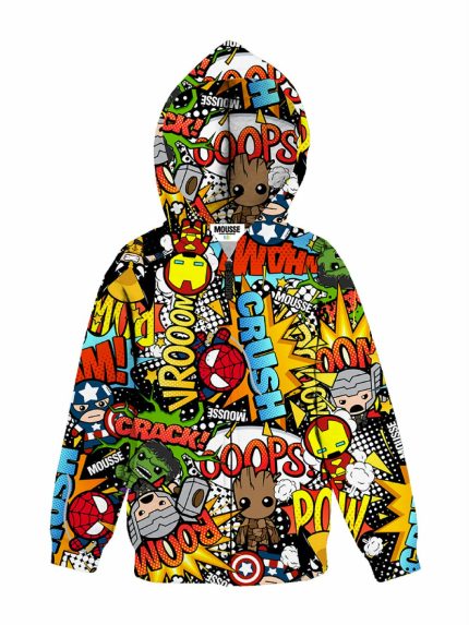 Felpa zip bimbo Superfriends Felpa Zippata Bambino con Cappuccio e Stampa Superfriends - Mousse Kids Superfriends