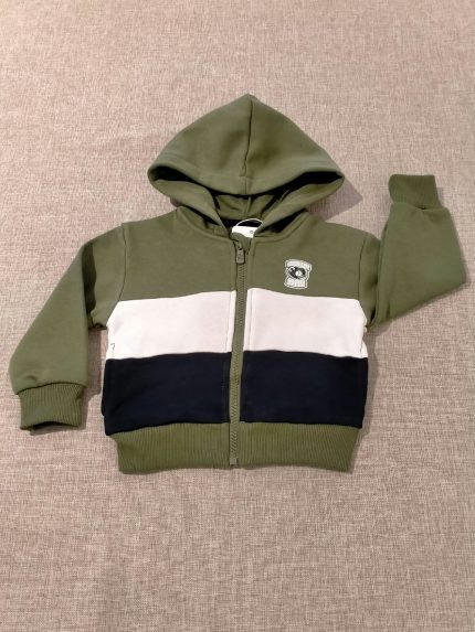 Felpa zip bimbo Felpa Bimbo Color Block con Tasche e Cappuccio - Comoda e Pratica