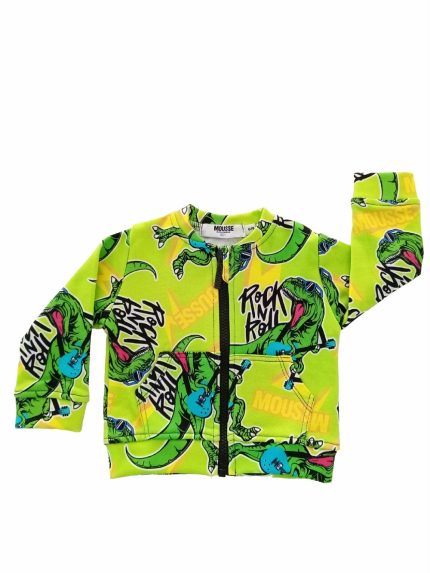 Felpa zip neonato T.Rock Mousse Kids - Felpa Neonato Girocollo Zippata - Stampa Fantasia Dinosauro T.Rock. Made in Italy Mousse Bambino Primavera/Estate