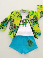 Felpa zip neonato T.Rock Mousse Kids - Felpa Neonato Girocollo Zippata - Stampa Fantasia Dinosauro T.Rock. Made in Italy Mousse Bambino Primavera/Estate