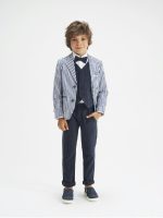 GIACCA ELEGANTE TESSUTO RIGATO SARABANDA - Giacca elegante da ragazzo, con taschino e pochette, in tessuto di cotone fantasia rigata. Ultime Taglie
