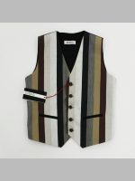 GILET LINO/COTONE RIGATO OVER-D: Gilet sporty-chic, tessuto misto lino/cotone, fantasia riga larga.Taglie 4/16 anni.