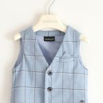 GILET TESSUTO QUADRI SARABANDA - Gilet in tessuto fantasia check azzurro.
