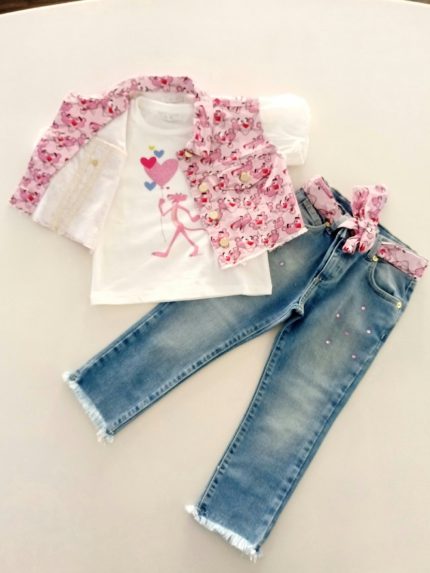 Giubbino bimba Giubbino Bambina Smanicato con Stampa Pantera Rosa - Stile Grintoso e Divertente Made in Italy