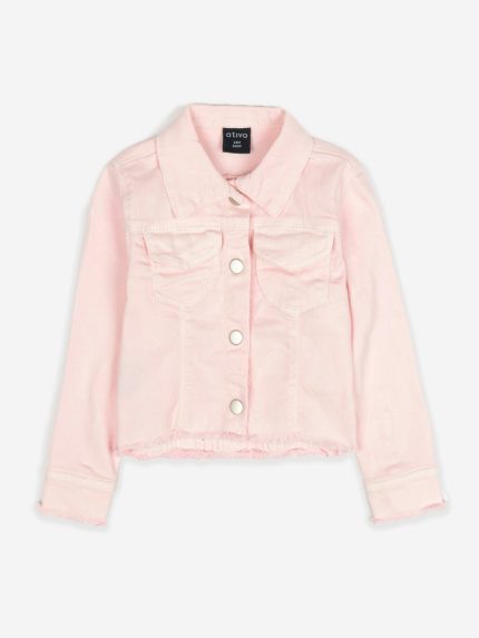 Giubbino jeans La Vie En Rose Giubbino in cotone elasticizzato con collo camicia, maniche lunghe con polsino abbottonato, allacciatura con bottoni e tasche frontali. Dettaglio elastico in vita sul retro.