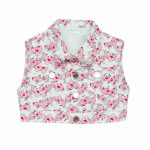 Giubbino ragazza Giubbino Smanicato Denim Stampato "Pantera Rosa" - Stile Grintoso per Ragazze Made in Italy Pantera Rosa