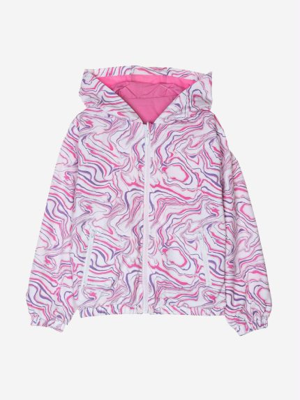Giubbino reversibile Kitsch Parka reversibile a maniche lunghe con polsini elasticizzati e cappuccio. Stampa fantasia all over e chiusura frontale con zip. Due tasche con zip sul davanti.