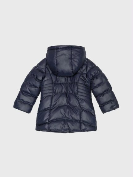 Giubbotto lungo bimba Giubbotto lungo bambina con cappuccio staccabile e fiocchi | Ativo