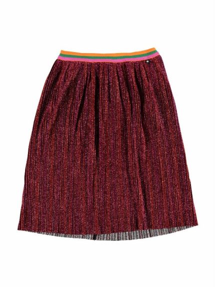 GONNA LUREX BAILINI MOLO - Gonna bimba plissè in lurex, cintura elastica colorata, Taglie da 98 cm.