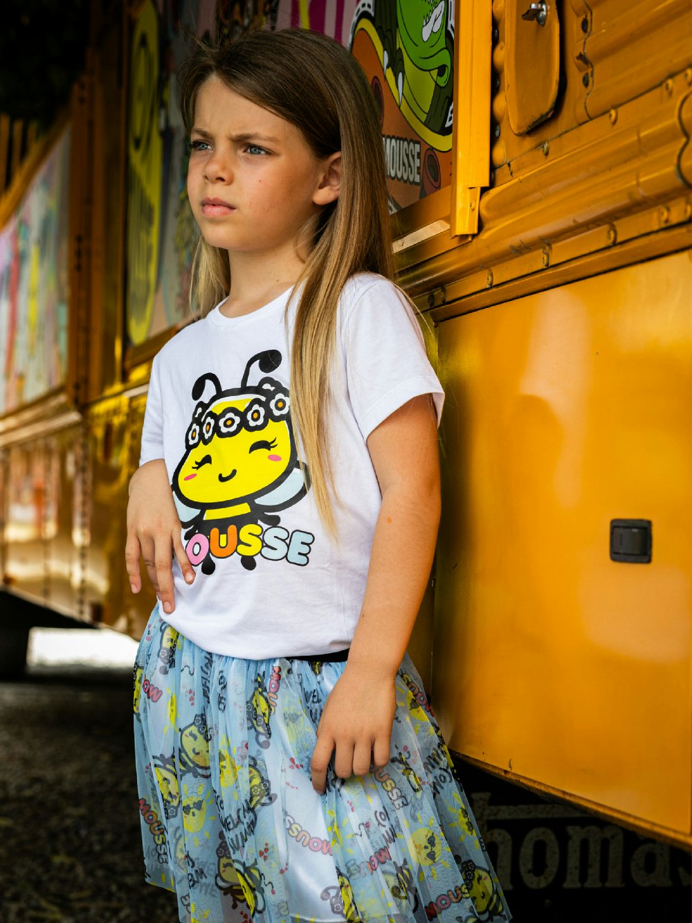 Gonna tulle Ape YKGT330 Made in Italy Mousse Bambina Primavera/Estate 00 Gonna tulle Ape Gonna Bambina in Tulle con Stampa Ape - Mousse Kids Made in Italy Mousse Bambina Primavera/Estate
