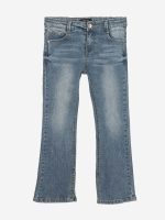 Jeans bootcut Jeans per ragazza modello largo cinque tasche bootcut. Chiusura frontale con bottone e zip.