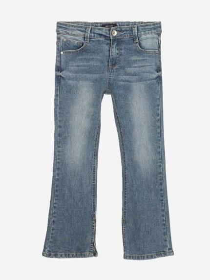 Jeans bootcut Jeans per ragazza modello largo cinque tasche bootcut. Chiusura frontale con bottone e zip.