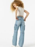 Jeans cargo ragazza Sky Jeans Cargo Tiffosi per Ragazza: Comodità e Stile per un Look Trendy Ragazza Teen Autunno/Inverno