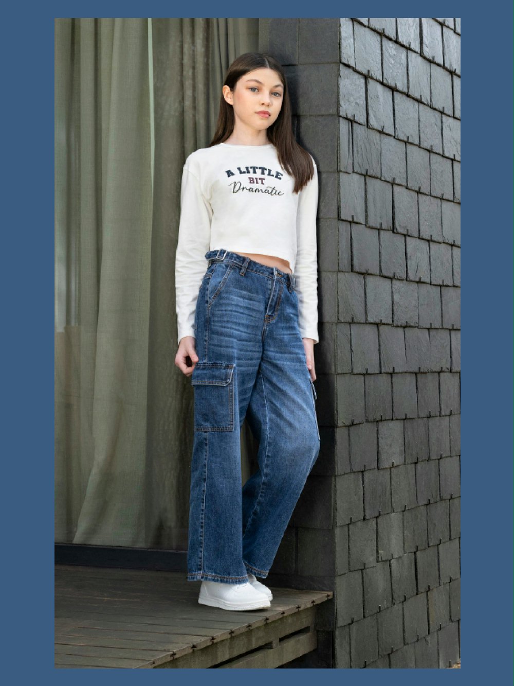 Jeans cargo ragazza YX7773 Back to School 00 Jeans cargo ragazza Ativo Kids Junior - jeans cargo in denim stretch con cintura e regolazione vita 4/14 anni Back to School