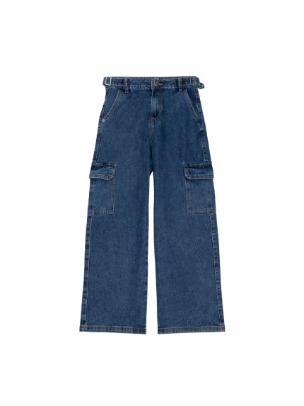 Jeans cargo ragazza Ativo Kids Junior - jeans cargo in denim stretch con cintura e regolazione vita 4/14 anni Back to School