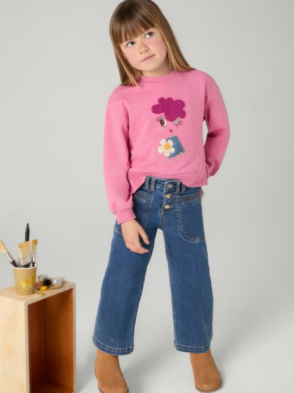 Jeans gamba larga bambina 4.547_081 00 Jeans gamba larga bambina Jeans Bambina a Gamba Larga, Comodi e Fashion - Mayoral