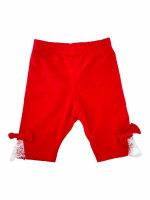 LEGGINGS COTONE FIOCCHETTI ATIVO KIDS - Leggings ciclista con fiocchetti e pizzo al fondo. Taglie 6/36 mesi.