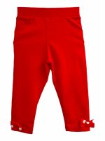 LEGGINGS COTONE FIOCCO POIS ATIVO KIDS - Leggings in cotone, colori blu/rosso, con fiocco pois al fondo. Taglie 6/36 mesi.
