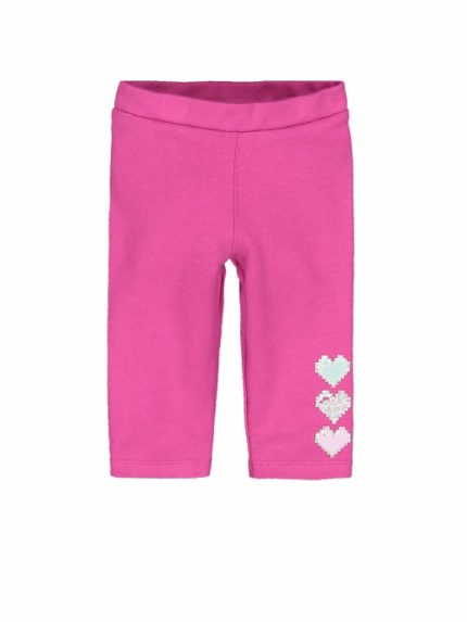 Leggings interlock bimba Leggings invernali per neonata con elastico in vita e stampe a cuoricini | Melby