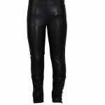 LEGGINGS REWARDI VITA ALTA Leggings REWARDI a vita alta, tessuto ecopelle + punto milano, con frange al fondo.