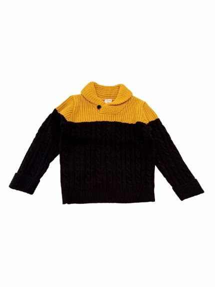 MAGLIA A COSTE Pull bicolore in maglia a coste con collo a scialle. Taglie 4/16 anni.