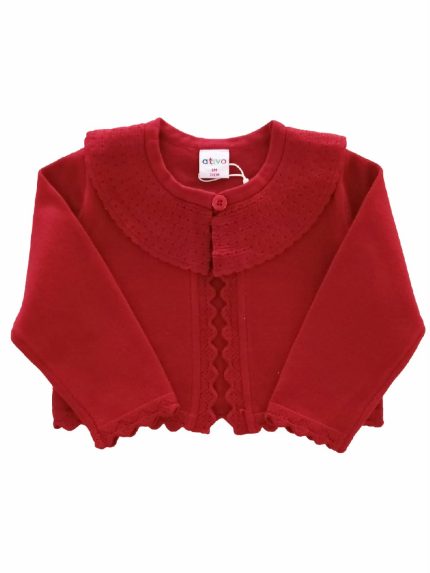 Maglia aperta Christmas Maglia aperta in viscosa con colletto rotondo traforato, allacciatura con bottoncino.