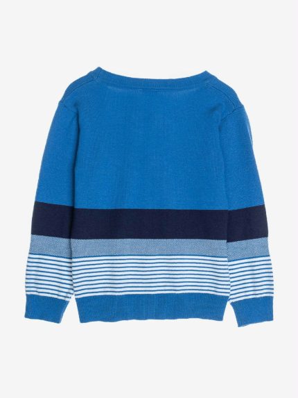 Maglia aperta Cardigan in cotone fantasia colorblock, allacciatura a bottoni.