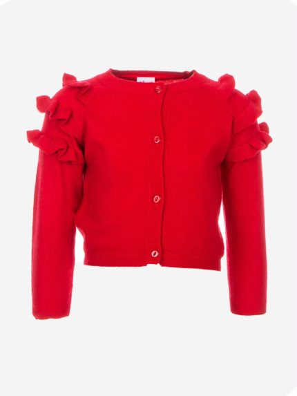 MAGLIA APERTA Maglia aperta con allacciatura a bottoni, manica raglan con motivo rouches.