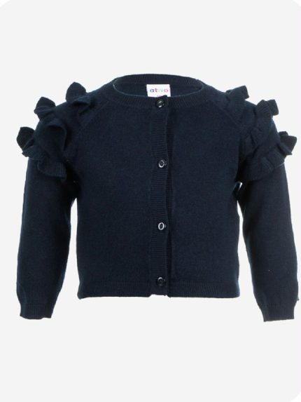 MAGLIA APERTA Maglia aperta con allacciatura a bottoni, manica raglan con motivo rouches.