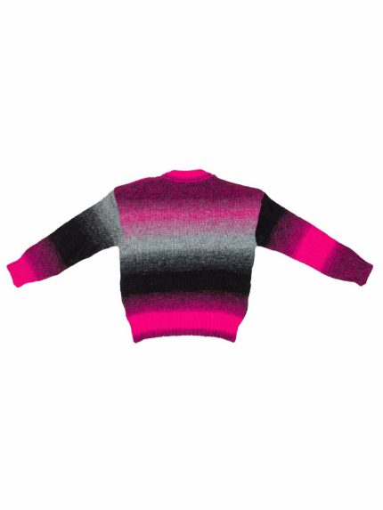 Maglia ragazza Maglia girocollo fantasia righe, filato misto lana/alpaca. Made in Italy