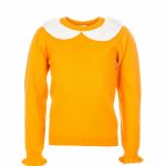 Maglia tricot Autumn Maglia tricot misto lana per bambina con originale collo a contrasto, maniche con polso arricciato.