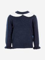 Maglia tricot Autumn Maglia tricot misto lana con fondo maniche arricciato, grazioso colletto a contrasto.