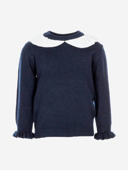 Maglia tricot Autumn Maglia tricot misto lana con fondo maniche arricciato, grazioso colletto a contrasto.