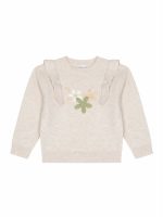 Maglia tricot bimba Ativo Kids - maglia tricot bimba con ricamo frontale e dettaglio rouches