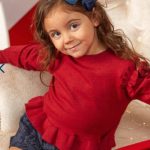 Maglia tricot bimba Ativo Kids - morbida maglia girocollo bimba con rouches al giromanica e piccola balza al fondo, 6/36 mesi
