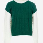 Maglia tricot Essence of Nature Maglia tricot misto lana per bambina, modello girocollo colorblock.