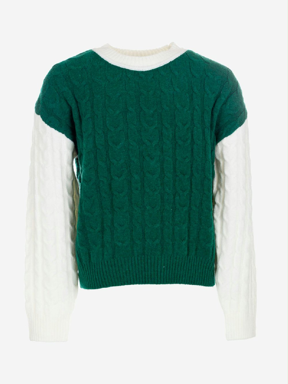 Maglia tricot Essence of Nature XH0139 00 Maglia tricot Essence of Nature Maglia tricot misto lana per bambina, modello girocollo colorblock.
