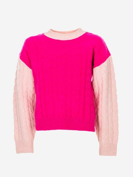 Maglia tricot Essence of Nature Maglia tricot misto lana per bambina, modello girocollo colorblock.