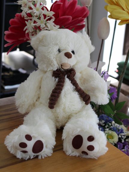 Orsetto di peluche con fiocco Orsetto in peluche con fiocco in stoffa vellutata. Doudou Idea Regalo