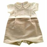 Pagliaccetto Principino Teto e Tatta Pagliaccetto corto bicolore panna/beige con corpino in jersey stretch. Made in Italy Abito da Battesimo Lista Nascita Corredino