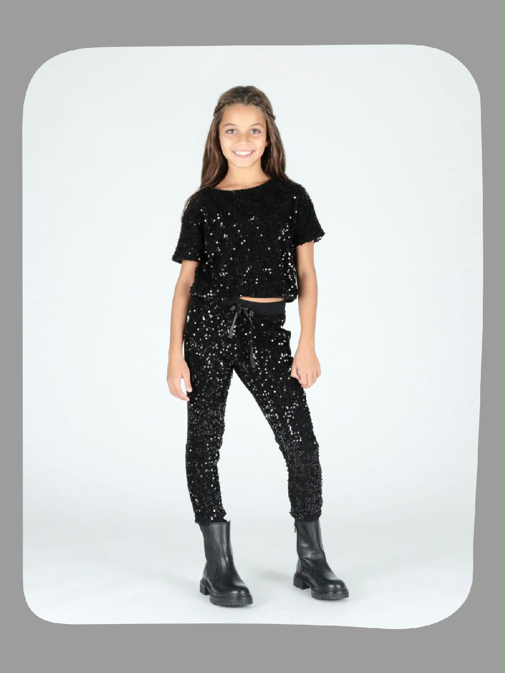 PANTALONE PAILLETTES/VELLUTO 72232143 00 PANTALONE PAILLETTES/VELLUTO LE VOLIERE - Pantaloni ragazza, paillettes fronte e velluto retro.