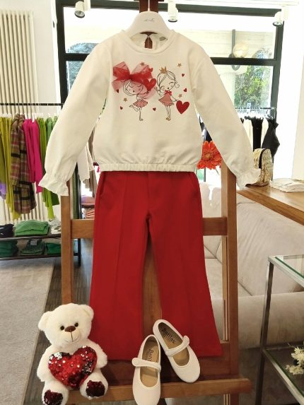 Pantaloni bimba Pantalone a trombetta in viscosa stretch dalla vestibilità comoda, tasche laterali, allacciatura con zip e bottone, elastico interno per regolazione vita. Made in Italy Party Natale
