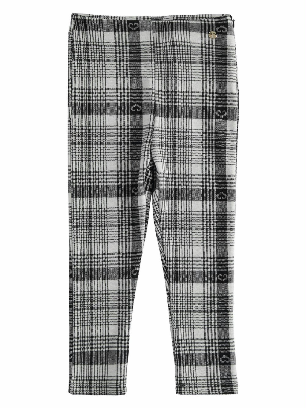PANTALONI C/CINTURA ELASTICA 0.3436 00 PANTALONI C/CINTURA ELASTICA Pantaloni ragazza in viscosa con cintura elastica, fantasia check nero, vestibilità slim.