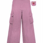 Pantaloni cargo bimba Arthur Pantalone Cargo in Velluto con Cintura Elasticizzata e Patch Barboncino - Made in Italy Mousse bambina AI24 Arthur