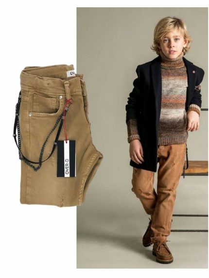 PANTALONI COTONE ABRASIONI OVER-D - Pantaloni ragazzo in cotone elasticizzato - modello cinque tasche - con abrasioni. Vestibilità regolare.