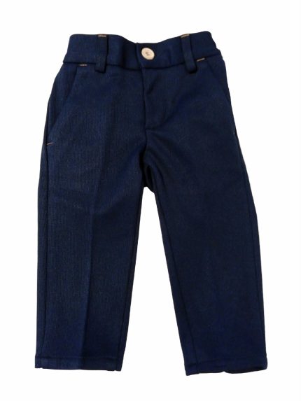 Pantaloni eleganti bimbo Pantaloni elaganti dal taglio diritto, taschine laterali e tasche dietro a filetto, allacciatura con zip e bottone, cinta elasticizzata dietro. Made in Italy