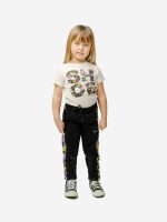 Pantaloni felpa bambina Pantaloni in felpa con cintura elastica e coulisse, banda laterale fantasia, peso invernale.